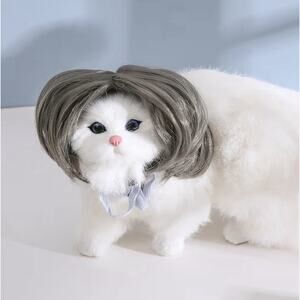 2 Pack TESSVEYA Pet Cosplay Wigs Dog Cat Costume Hairpieces Dark Grey New